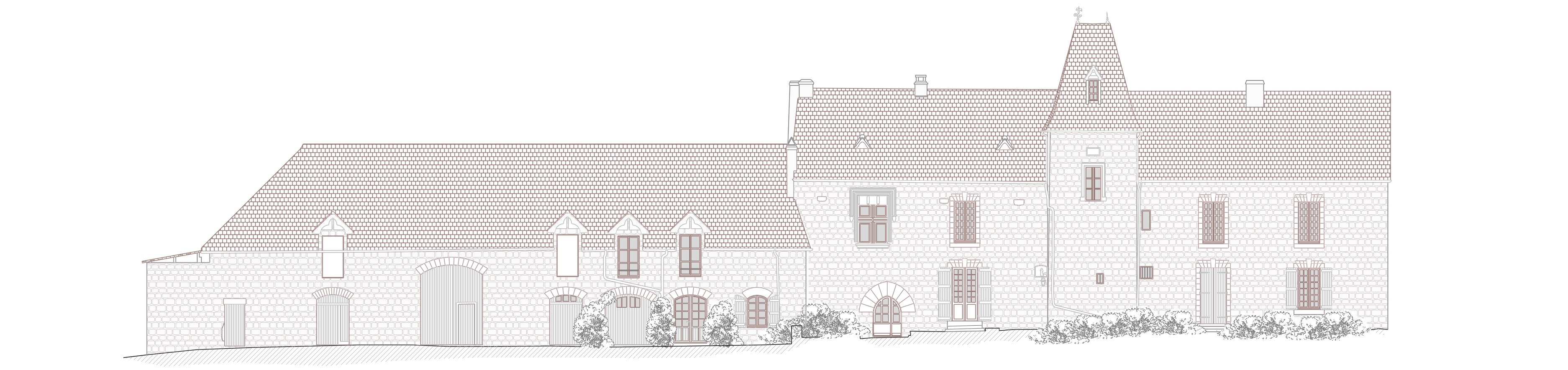 Relevé de façade d'un château, projet de conservation du patrimoine