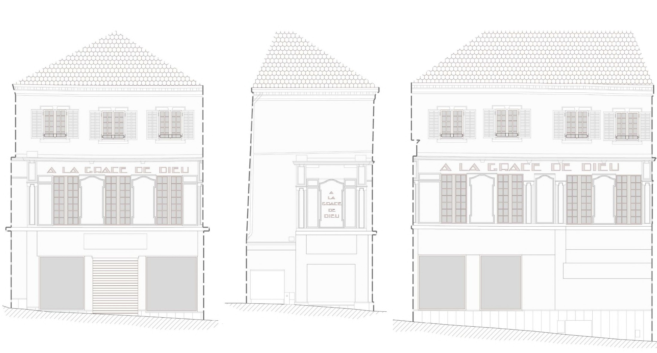 Relevé de façade d'un immeuble ancien à usage mixte