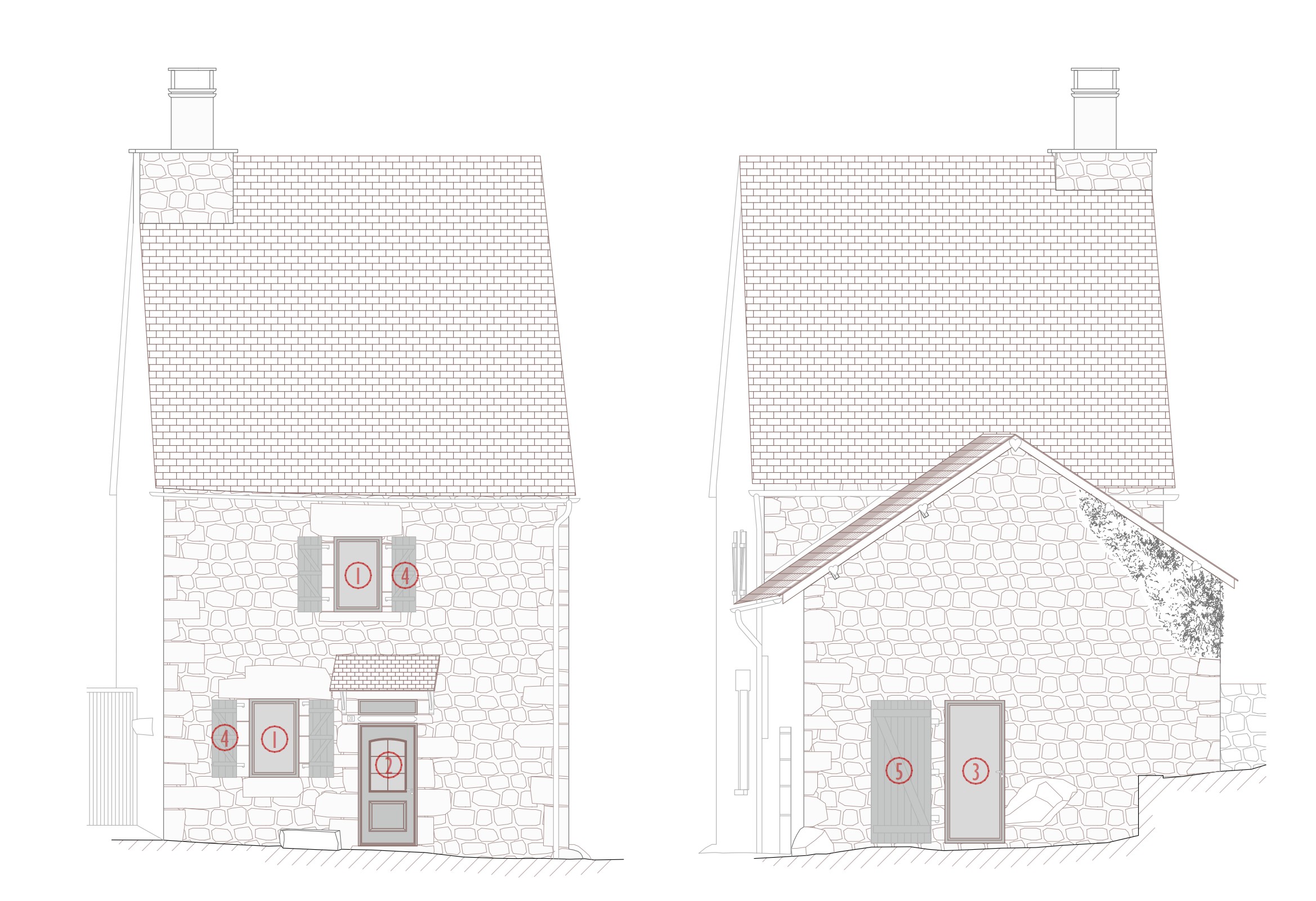 Relevé des façades d'une villa contemporaine